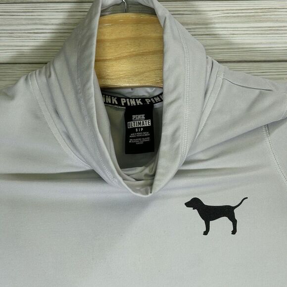 Victoria Secret Pink Extreme Women's Sz Small Cowl‎ Neck Pullover Gray & White - Picture 1 of 9